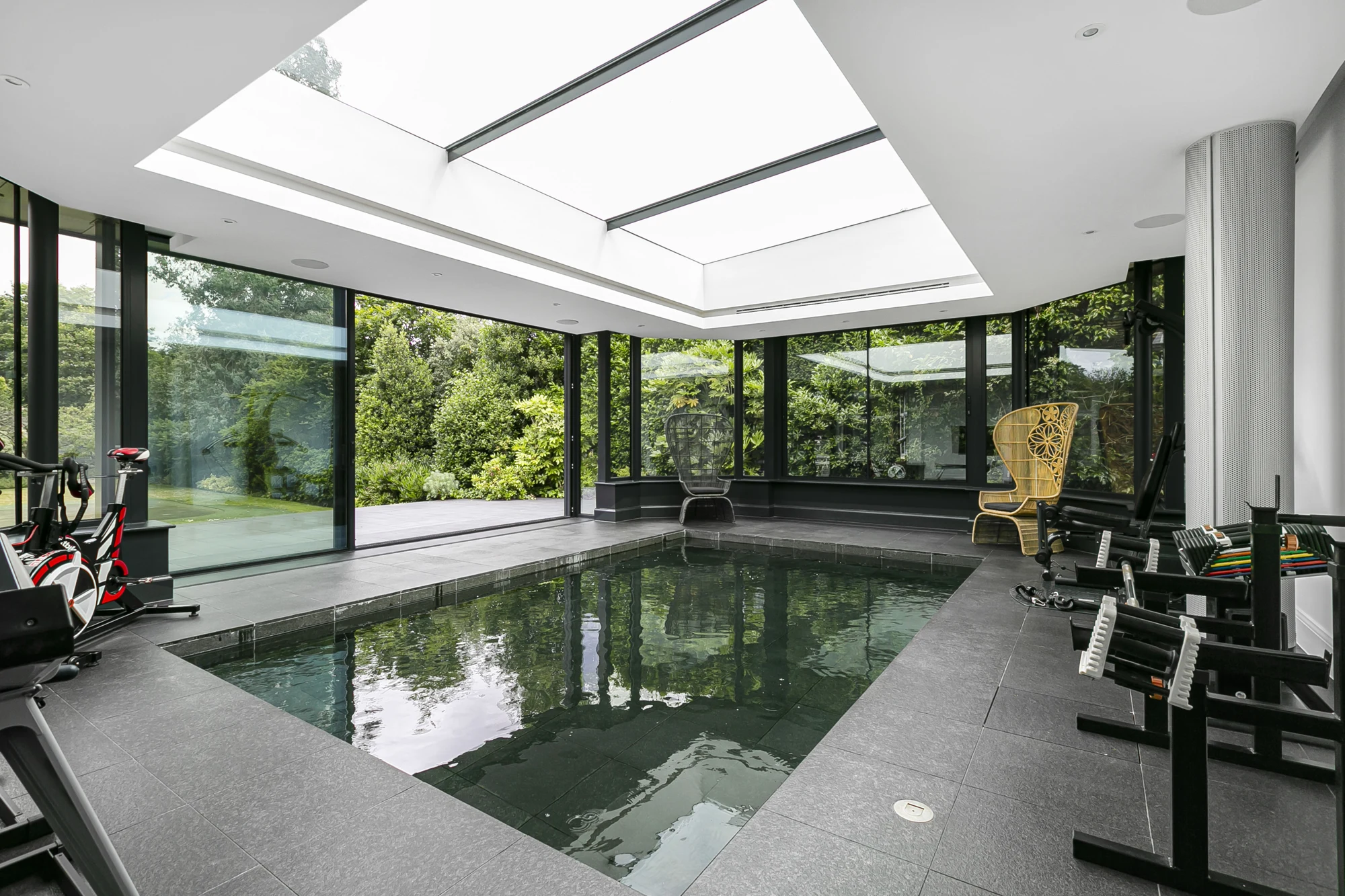 Indoor pool and glazing at Manor Way